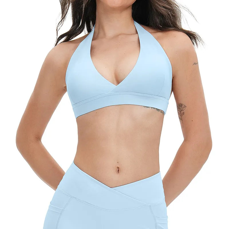 Soutien-gorge de sport de yoga en V croisé