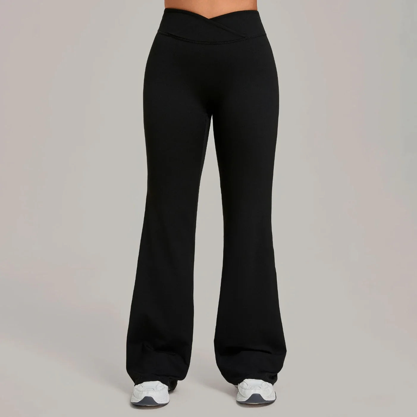Pantalon de yoga évasé taille haute croisé pour femmes