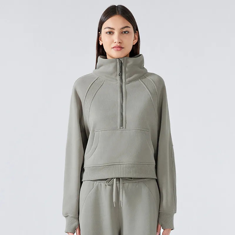 Sweat-shirt de sport épais demi-zippé