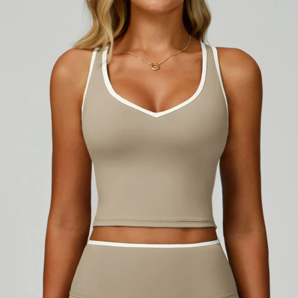 Débardeur de yoga dos nu color-block pour femme
