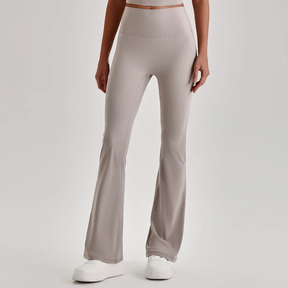 Pantalon de yoga évasé taille haute effet seconde peau