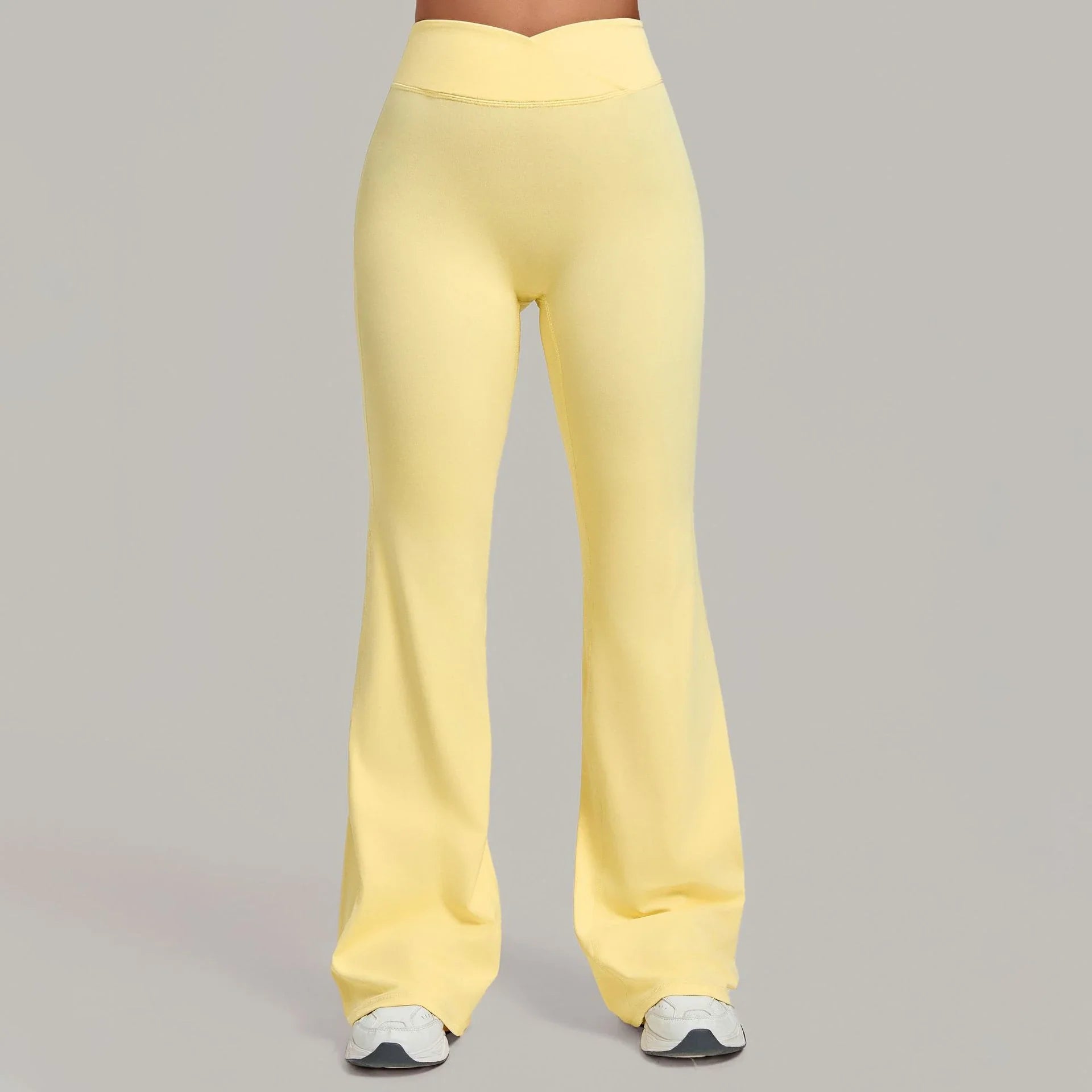 Pantalon de yoga évasé taille haute croisé pour femmes