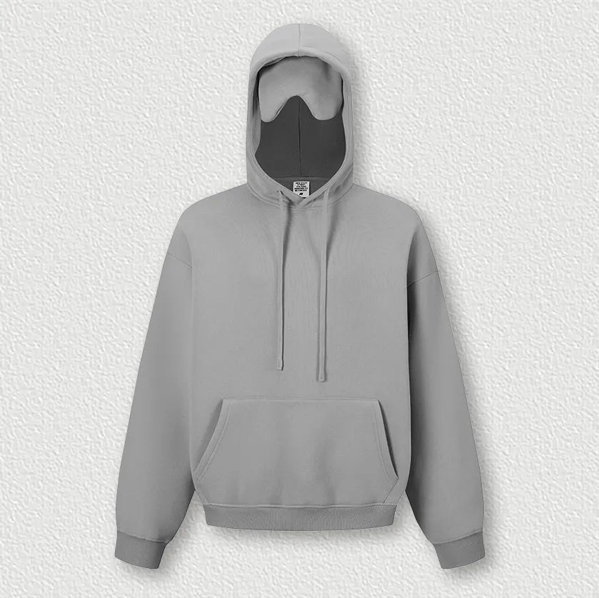 Sweat-shirt à capuche uni pour homme avec cache-œil
