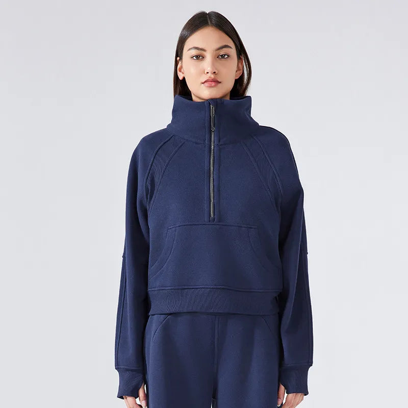 Sweat-shirt de sport épais demi-zippé