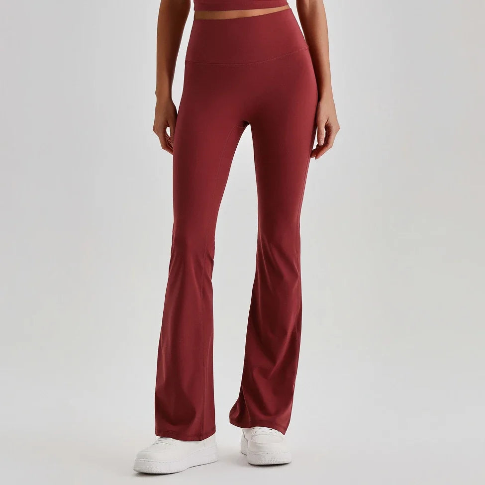 Pantalon de yoga évasé taille haute effet seconde peau