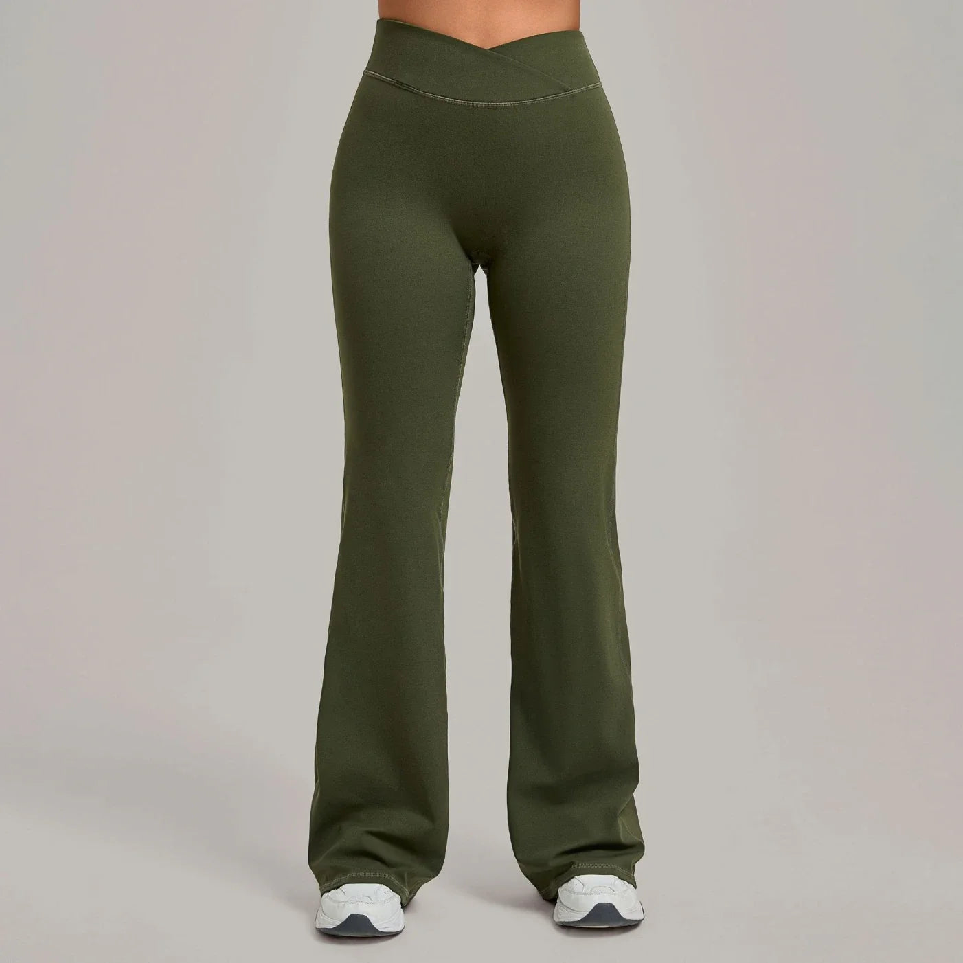 Pantalon de yoga évasé taille haute croisé pour femmes
