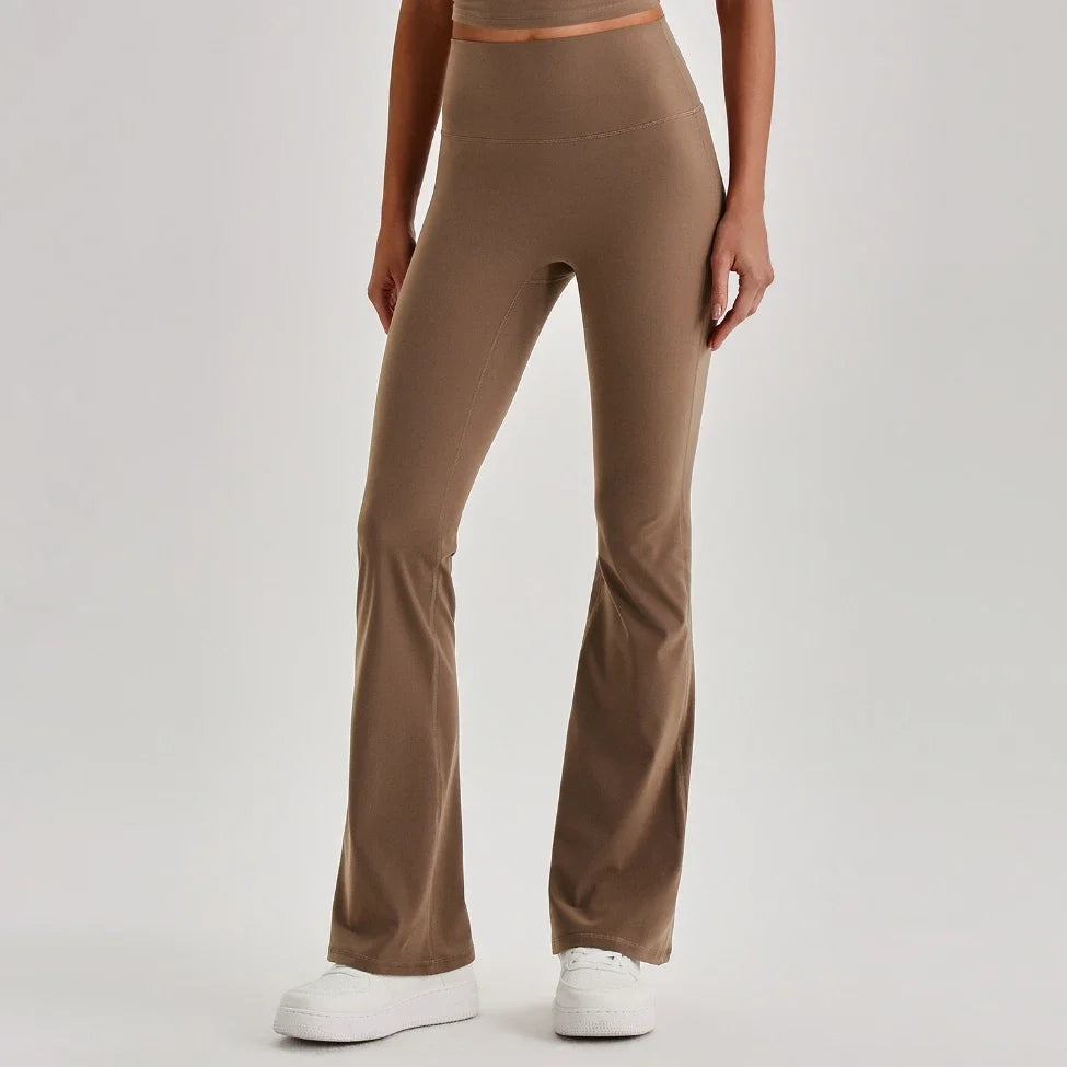 Pantalon de yoga évasé taille haute effet seconde peau