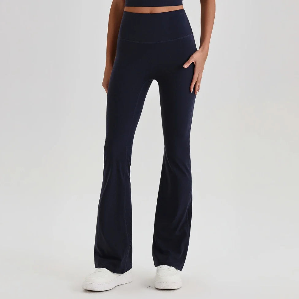 Pantalon de yoga évasé taille haute effet seconde peau
