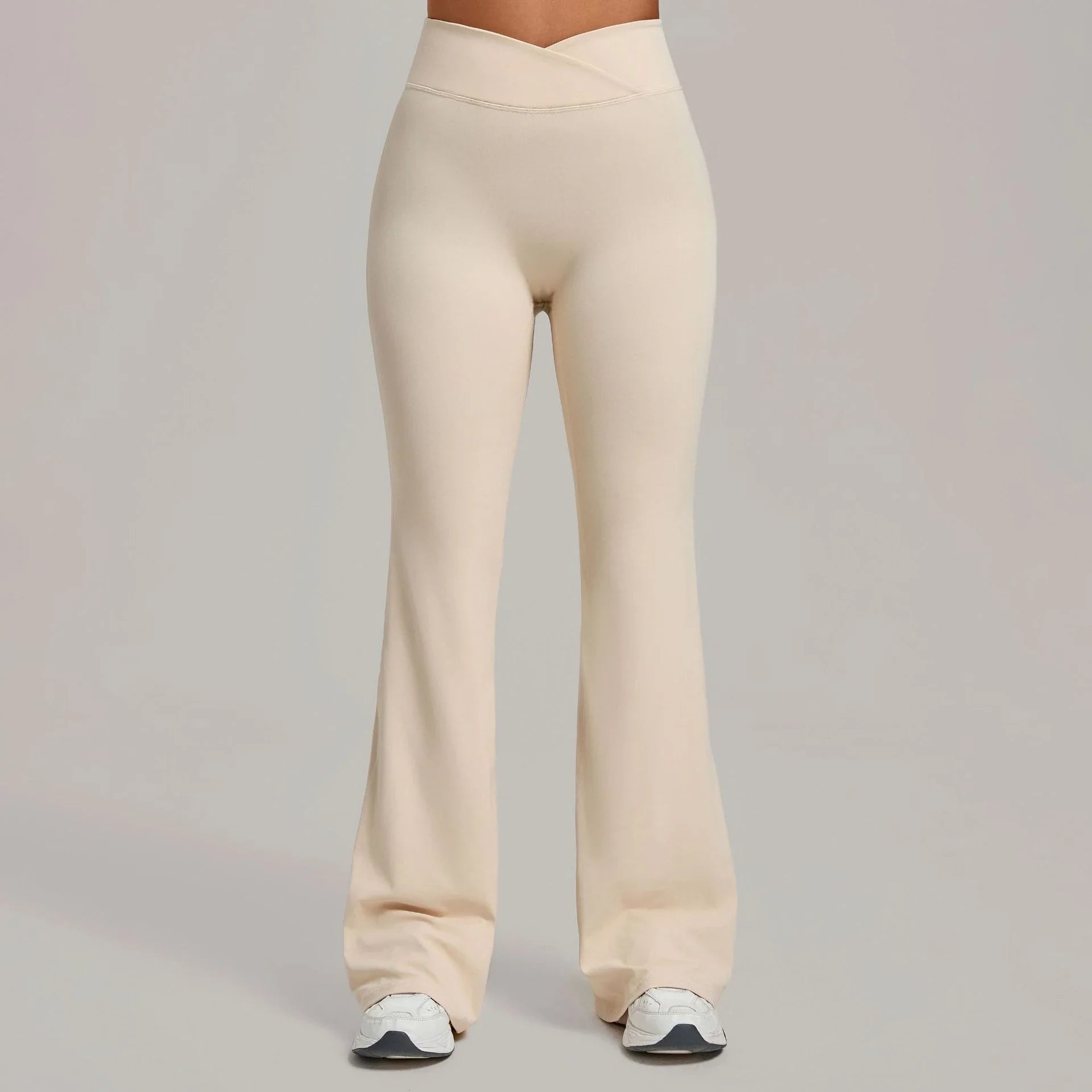 Pantalon de yoga évasé taille haute croisé pour femmes