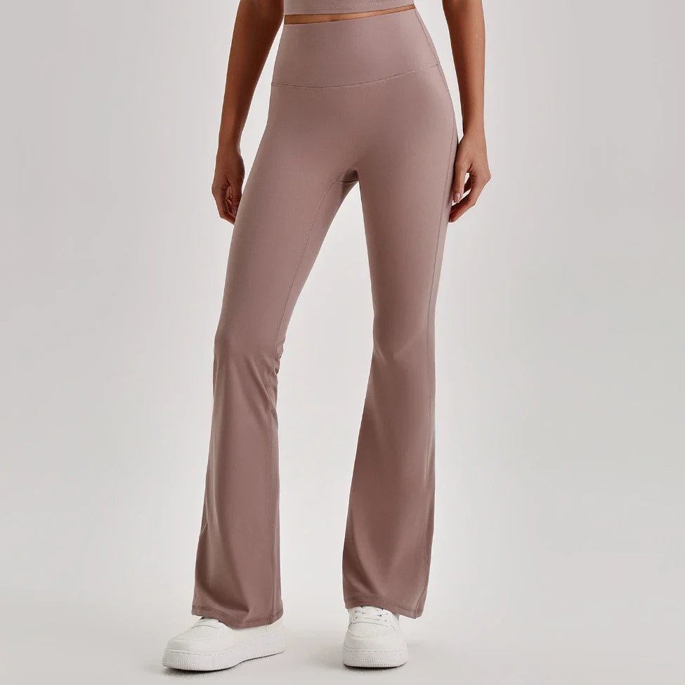 Pantalon de yoga évasé taille haute effet seconde peau