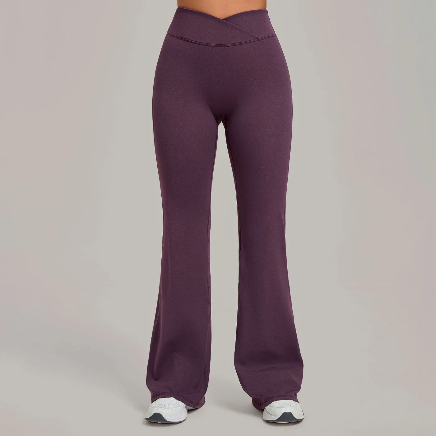 Pantalon de yoga évasé taille haute croisé pour femmes