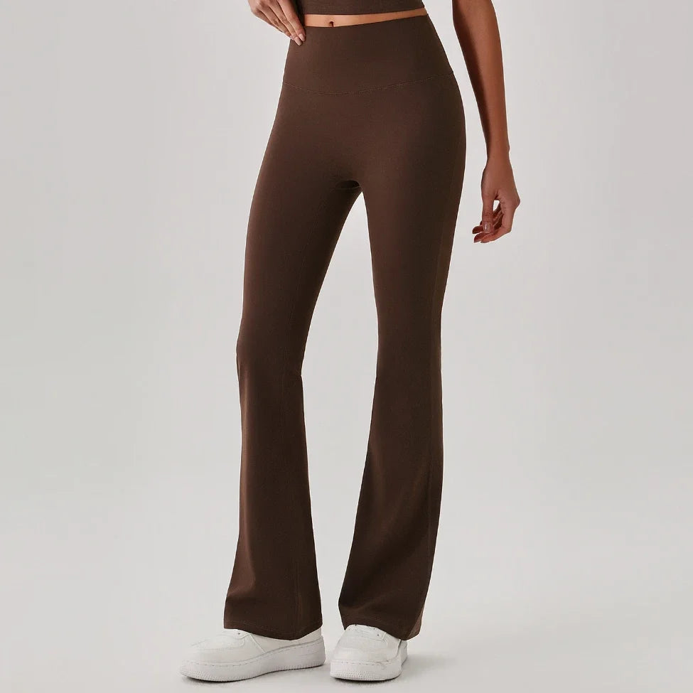 Pantalon de yoga évasé taille haute effet seconde peau