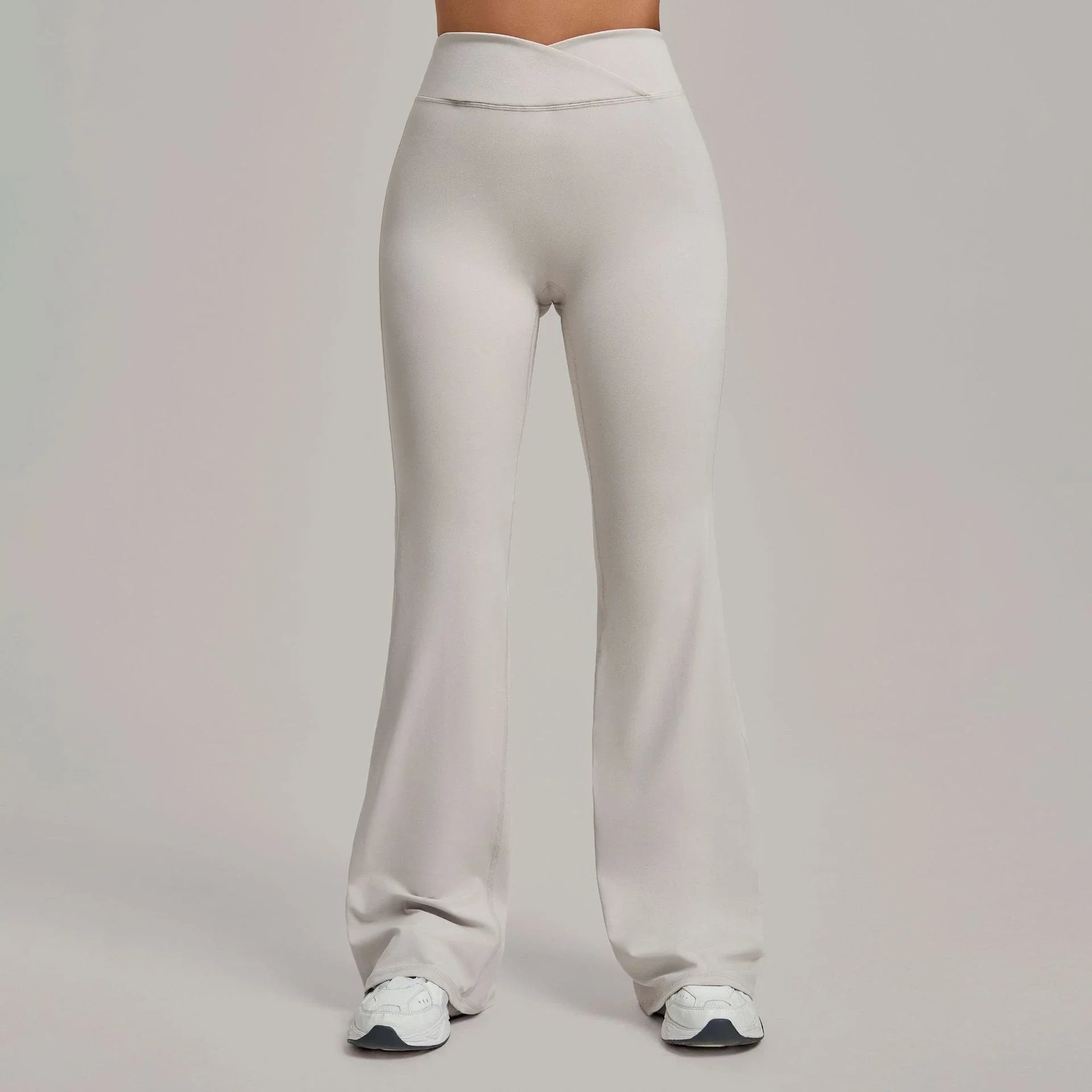 Pantalon de yoga évasé taille haute croisé pour femmes