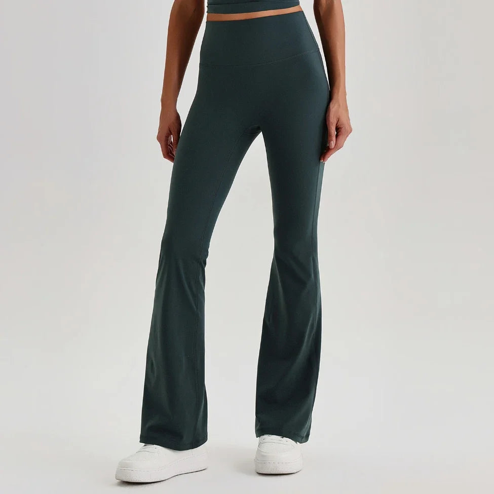 Pantalon de yoga évasé taille haute effet seconde peau
