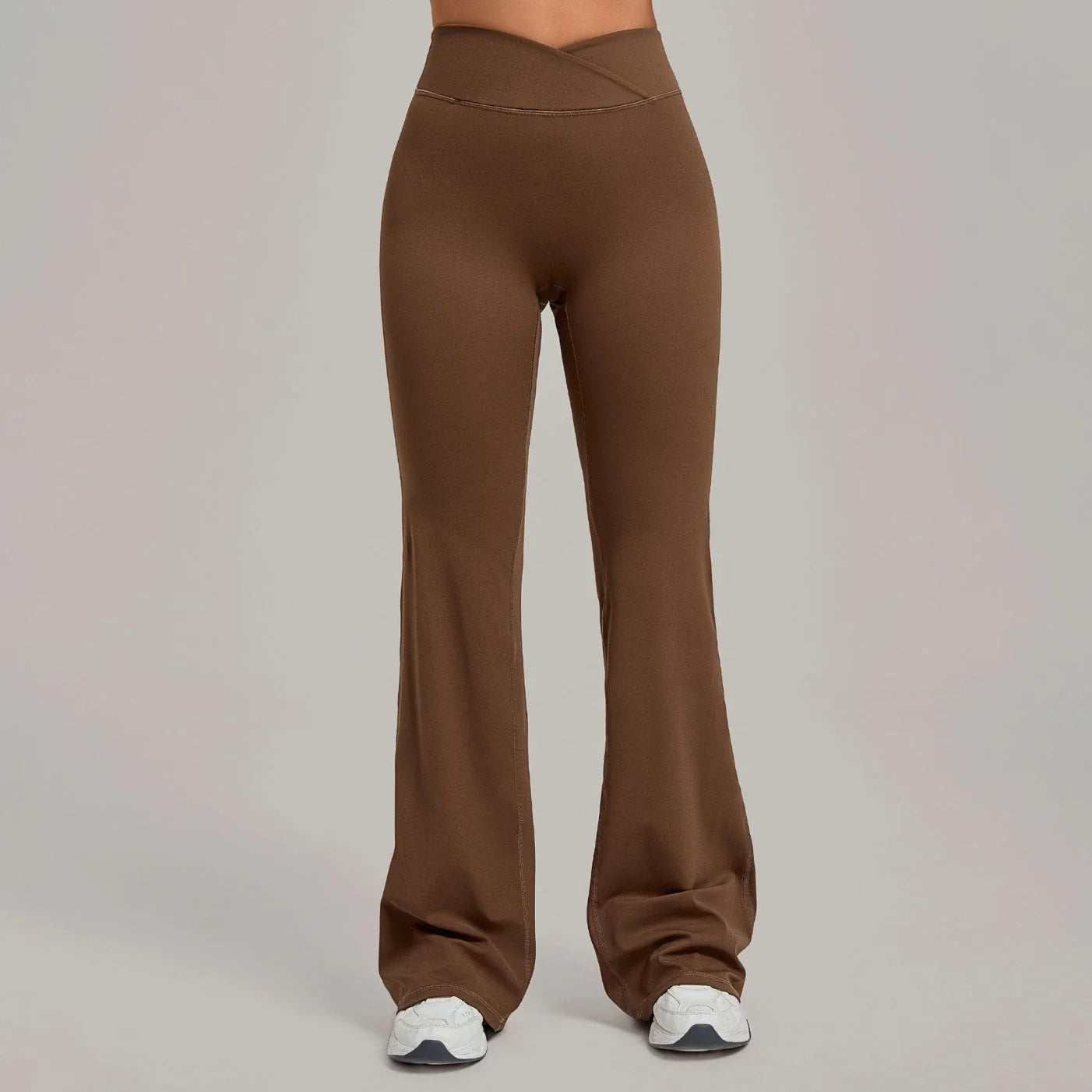Pantalon de yoga évasé taille haute croisé pour femmes