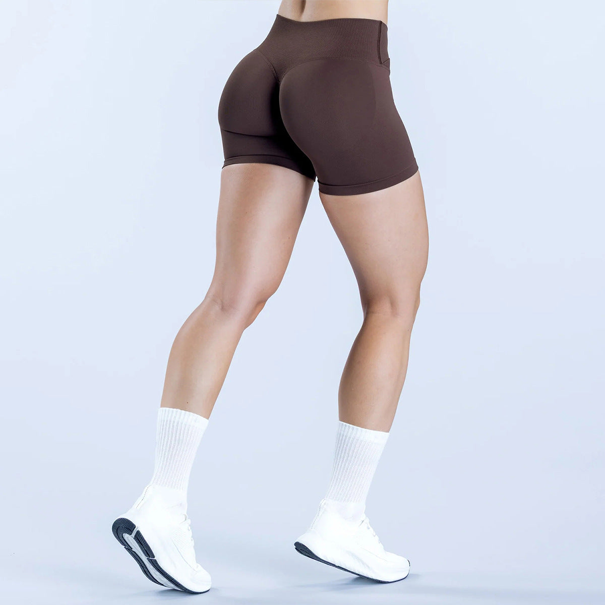 Short de yoga galbant la taille, sans couture et croisé sur le ventre
